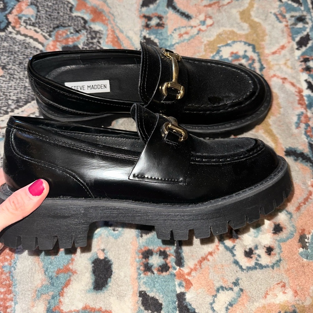 Steve Madden Black Chunky Loafers